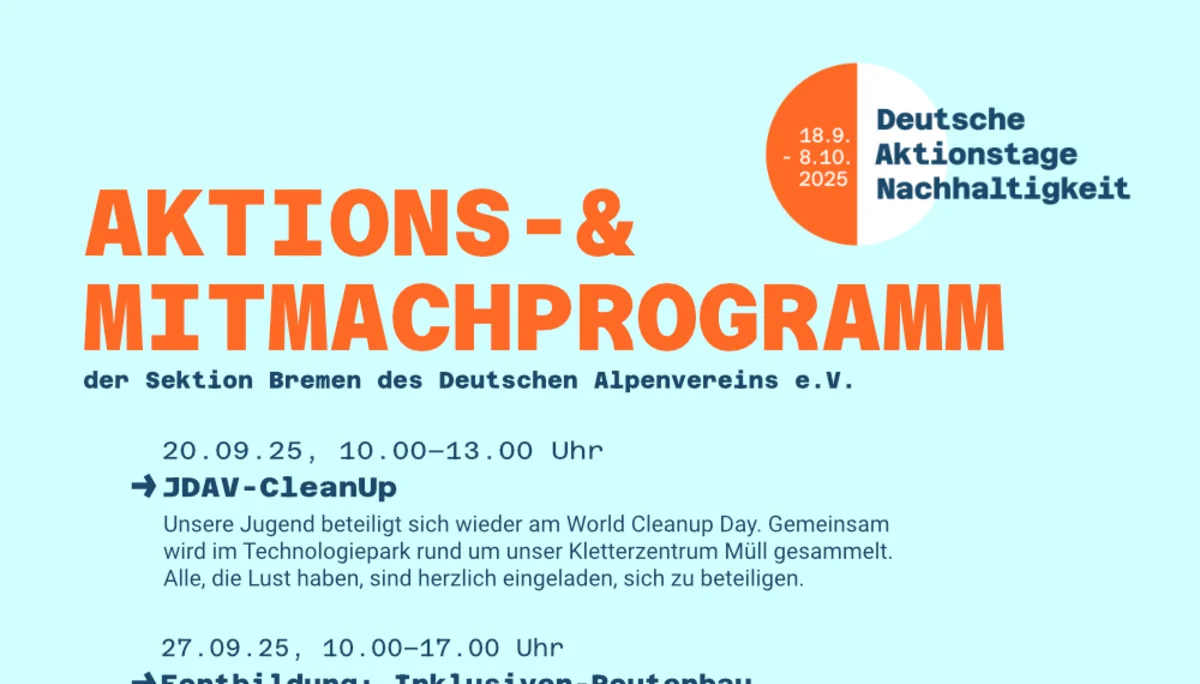 Aktions- & Mitmachprogramm zu den Deutschen Aktionstagen Nachhaltigkeit | © DAV Bremen