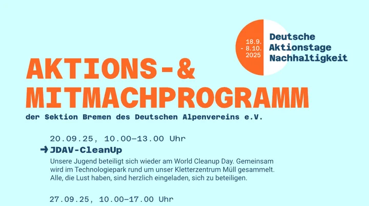 Aktions- & Mitmachprogramm zu den Deutschen Aktionstagen Nachhaltigkeit | © DAV Bremen
