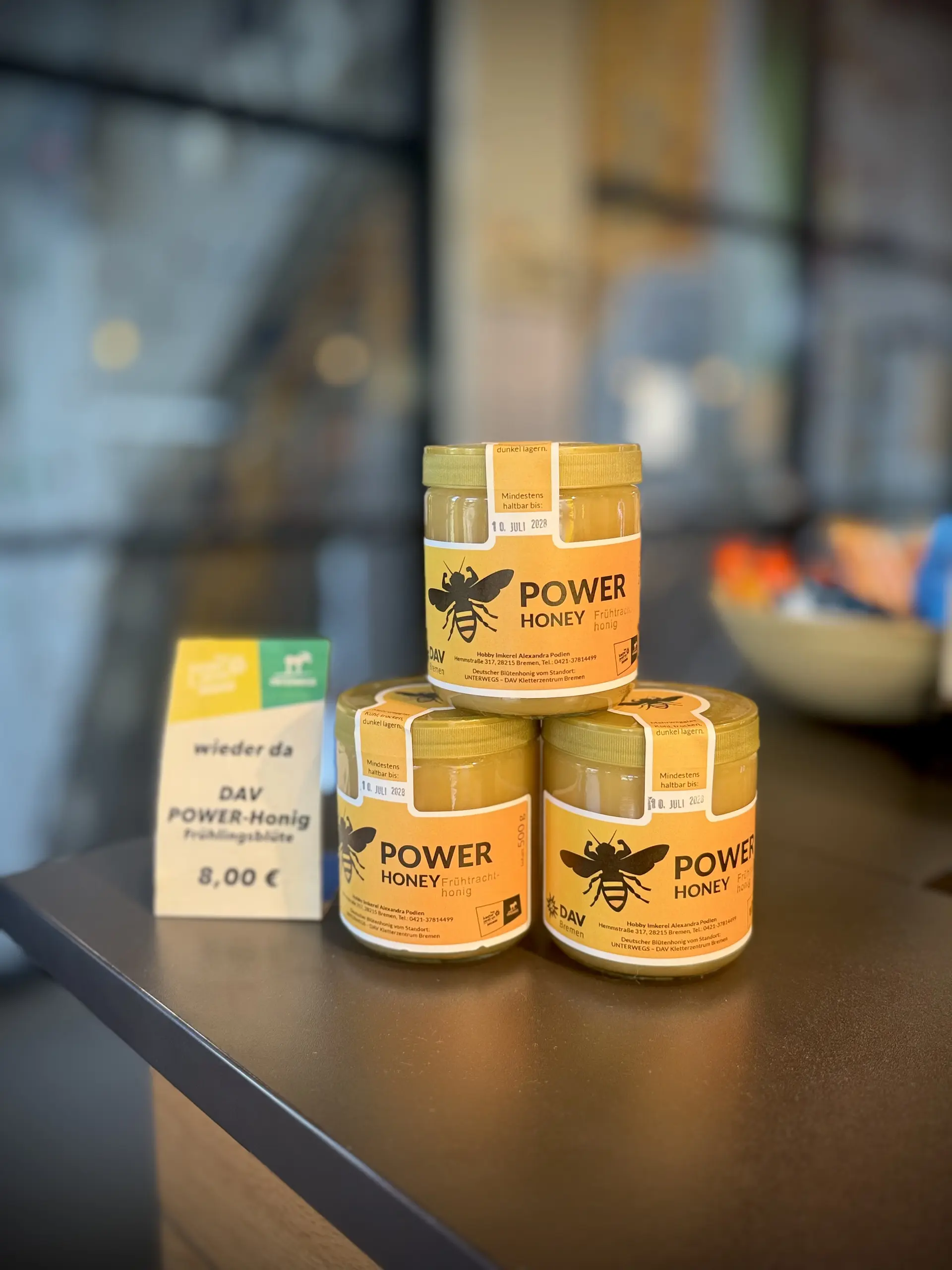 500g Honiggläser mit unserem Powerhoney | © DAV Bremen