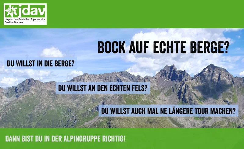 Dann komm in die Alpingruppe | © JDAV Bremen
