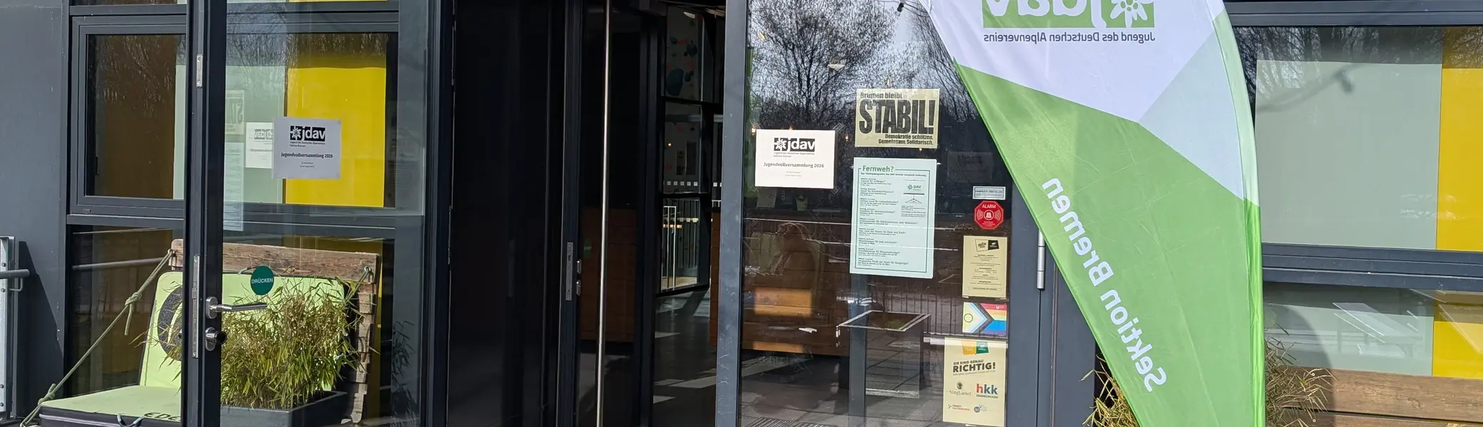 Einganz des Kletterzentrums zur Jugendvollversammlung 2026 | © JDAV Bremen