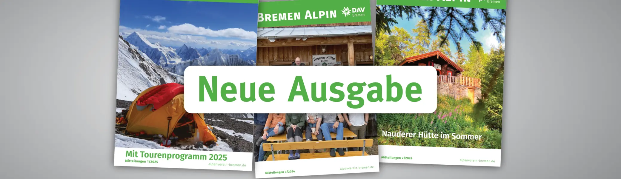 Banner-Bild zum Bewerben einer neuen Ausgabe des Mitgliedermagazins BremenAlpin | © DAV Bremen